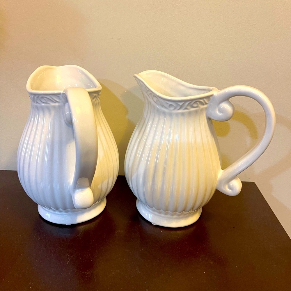 White Ceramic Flower Vases 7" Inch Holiday Home Decorations Gifts, 2 Pack, New!